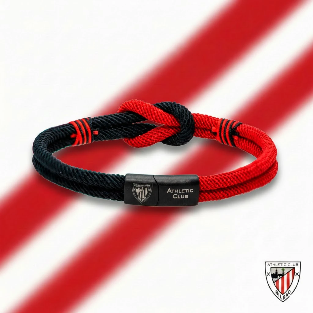 Pulsera de Nailon roja y negra. Cierre de seguridad, Athletic Club Bilbao