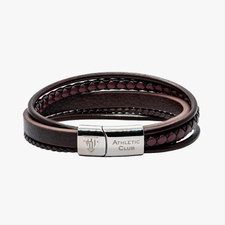 Pulsera de Cuero Trenzado marrón, Cierre de Acero Inoxidable