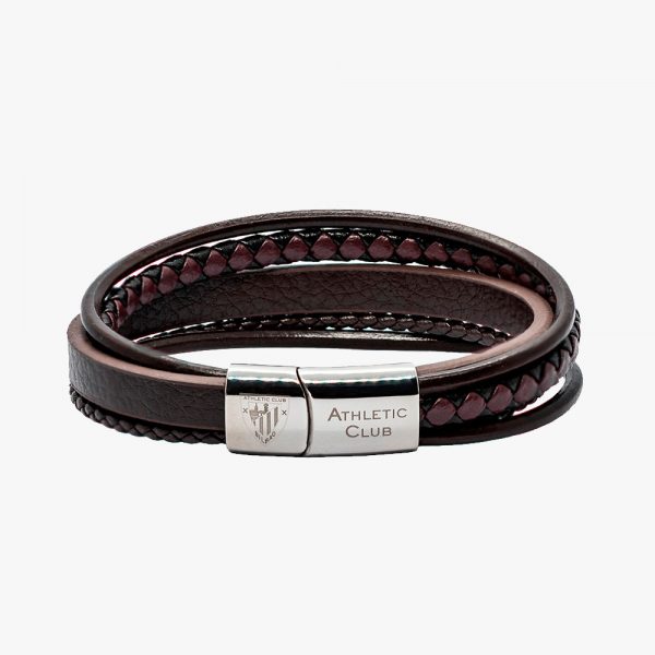 Pulsera de Cuero Trenzado marrón, Cierre de Acero Inoxidable
