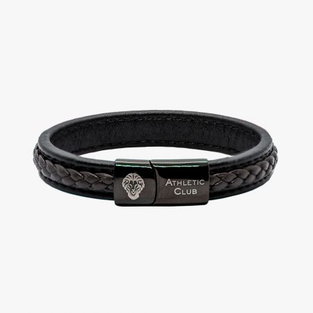 Pulsera de Cuero Trenzado, Cierre de Acero Cromado