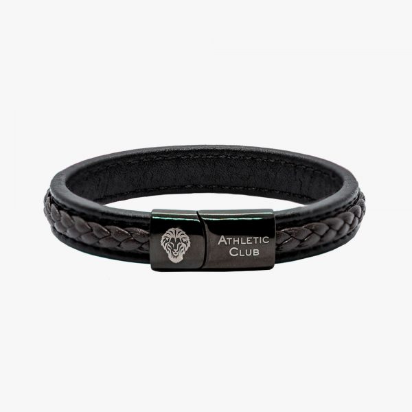 Pulsera de Cuero Trenzado, Cierre de Acero Cromado