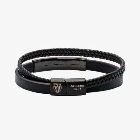 Pulsera de Cuero Trenzado negro, Cierre de seguridad
