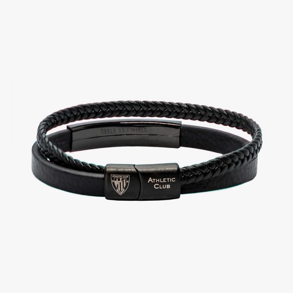 Pulsera de Cuero Trenzado negro, Cierre de seguridad