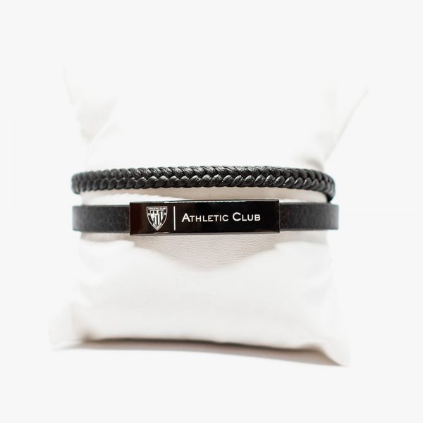Pulsera de Cuero Trenzado negro, Cierre de seguridad - Imagen 2