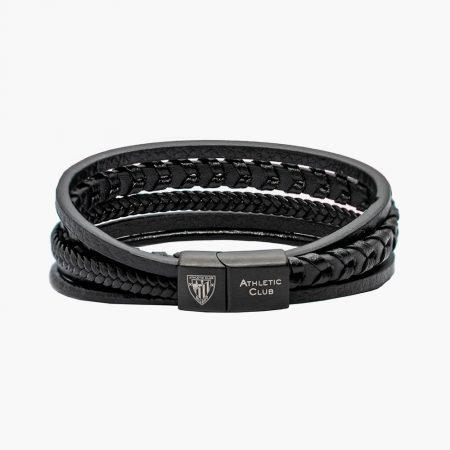 Pulsera de Cuero Trenzado negro, Cierre de seguridad