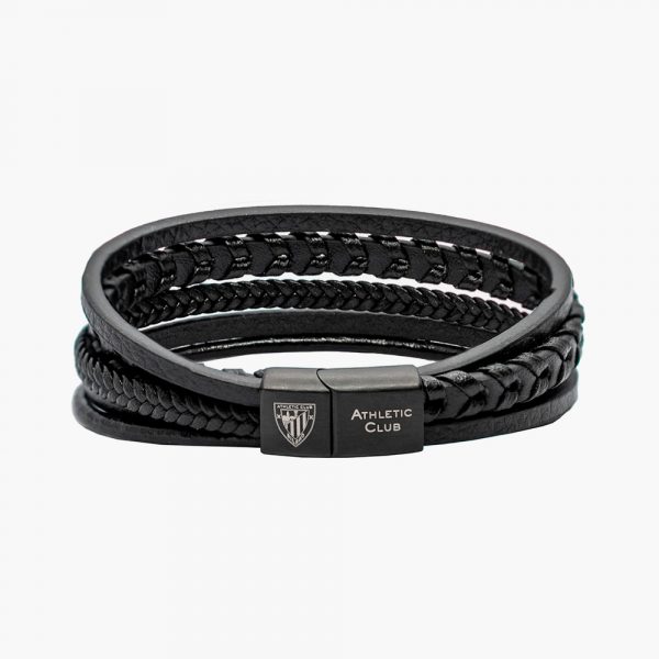 Pulsera de Cuero Trenzado negro, Cierre de seguridad