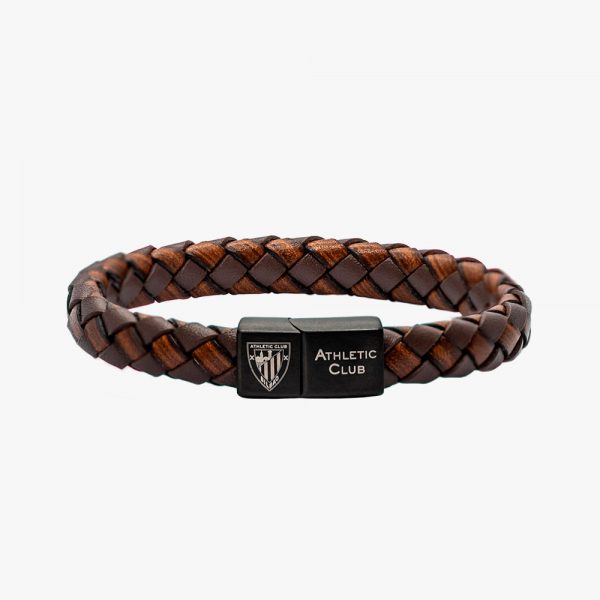 Pulsera de Cuero Trenzado marrón, Cierre de seguridad