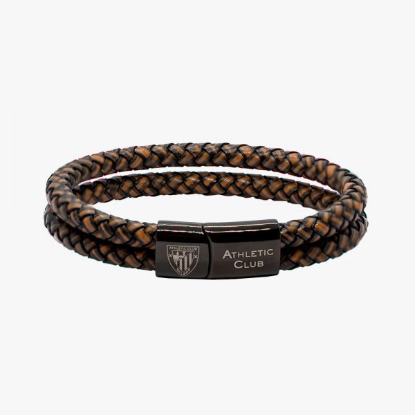 Pulsera de Cuero Trenzado marrón, Cierre de seguridad