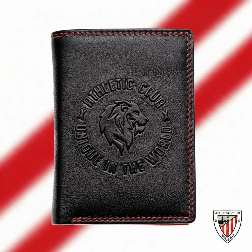 Billetera de Piel con monedero, Diseño Unique in The World Athletic Club Bilbao