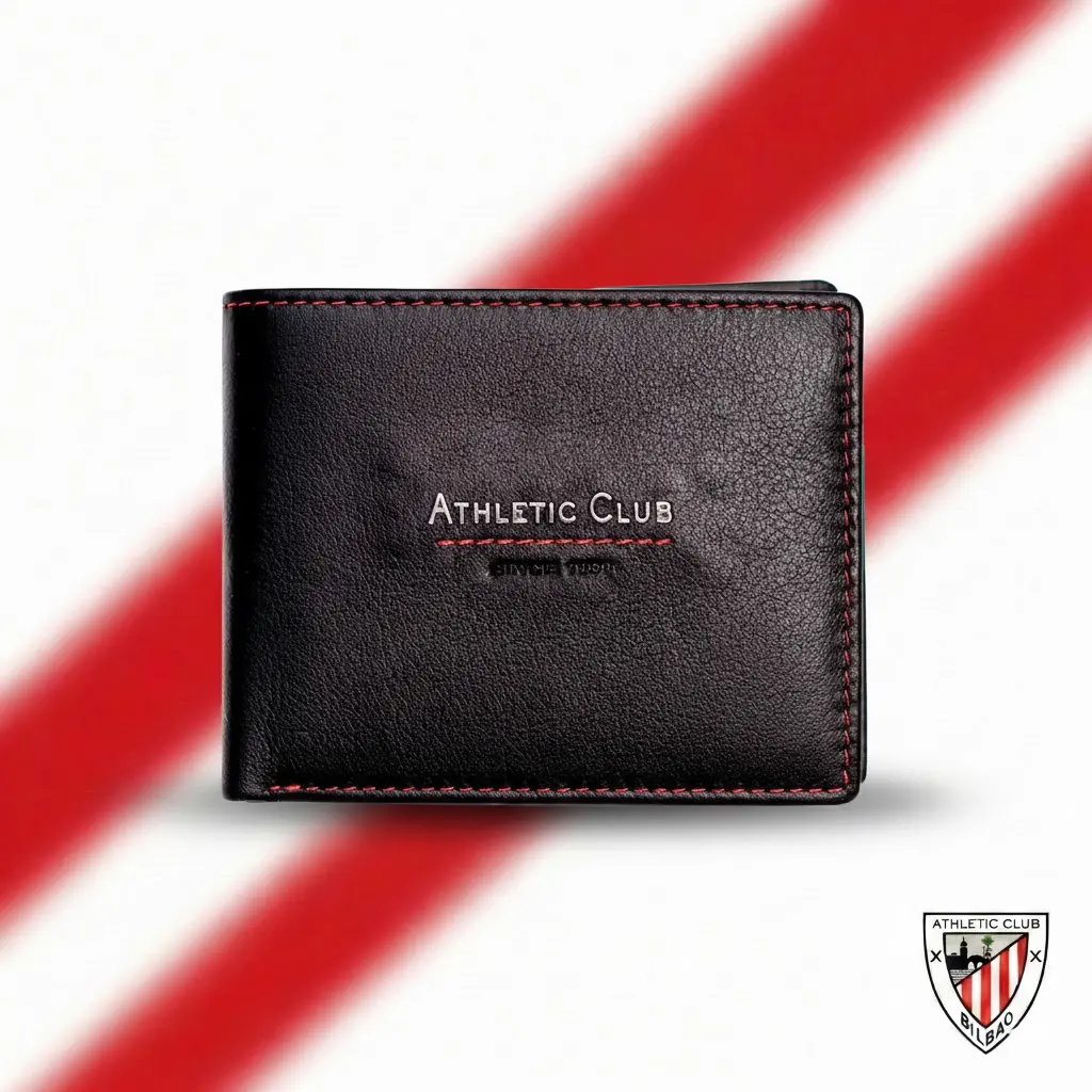 Billetera Americana con Monedero, Diseño Letras Metálicas Athletic Club Bilbao