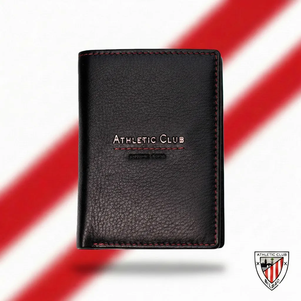 Billetera Clásica de Piel, Diseño Letras Metálicas Athletic Club Bilbao