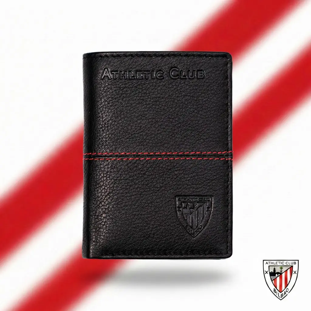 Billetera Clásica de Piel, Diseño nombre y escudo Athletic Club Bilbao
