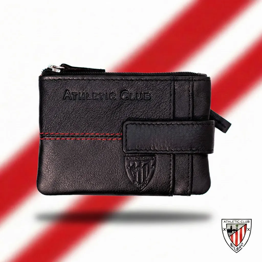 Monedero Tarjetero de Piel, Diseño Nombre y Escudo Athletic Club Bilbao