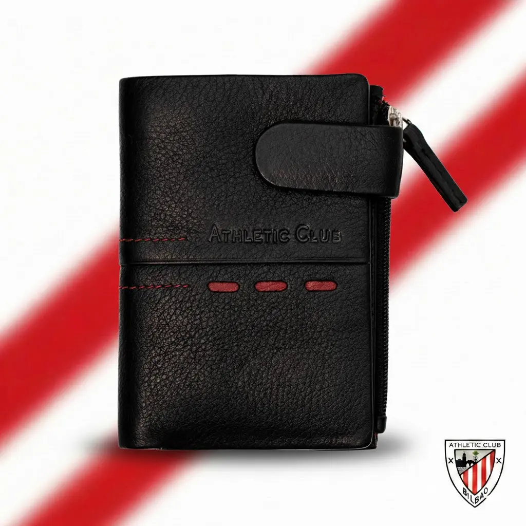 Tarjetero Monedero de Piel, Diseño Costura Athletic Club Bilbao