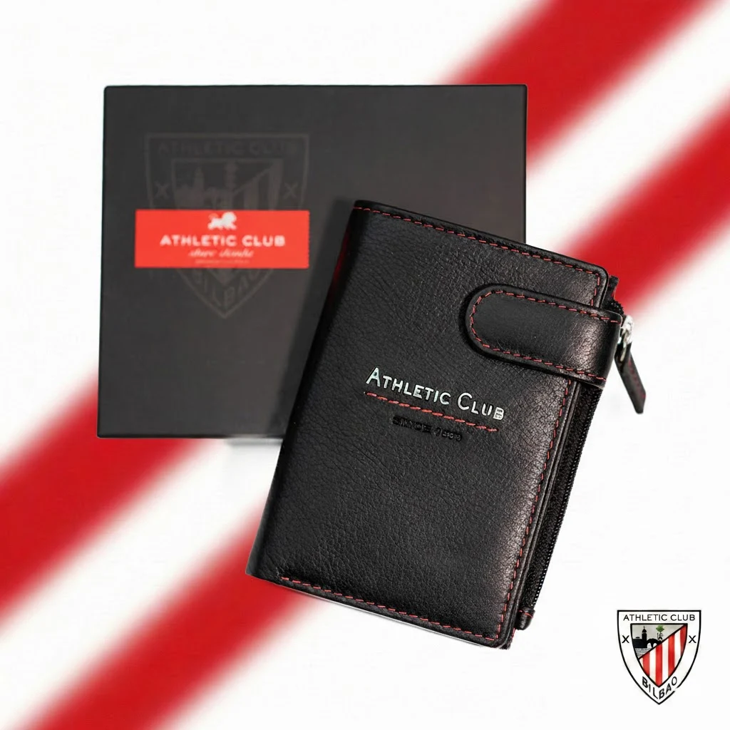 Tarjetero Monedero de Piel, Diseño Letras Metálicas Athletic Club Bilbao