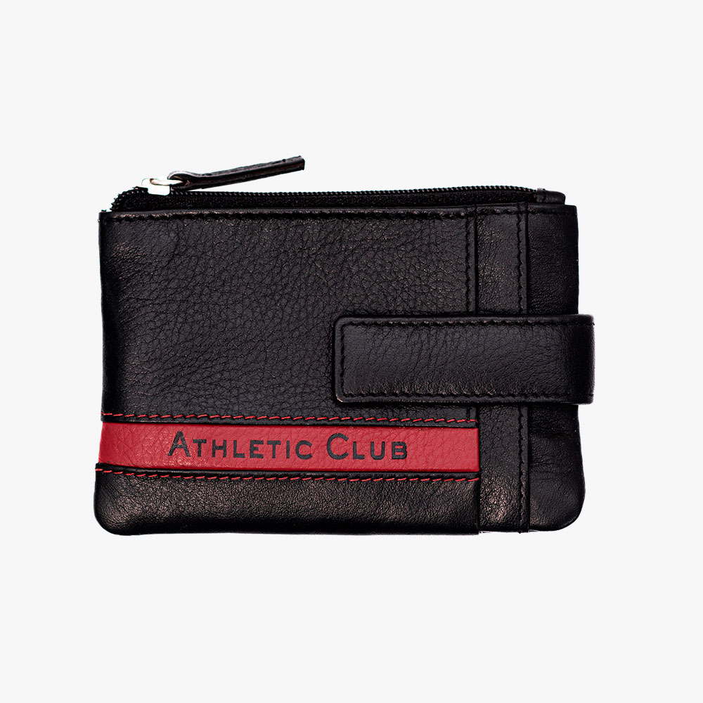 Monedero Tarjetero de Piel, Diseño Franja Roja