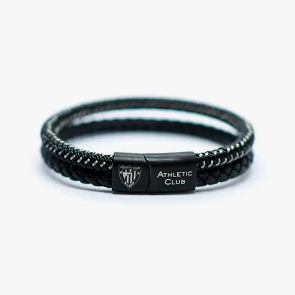 Pulsera de Piel Trenzada Con Filigrana Plata Athletic Club Bilbao - Imagen 2