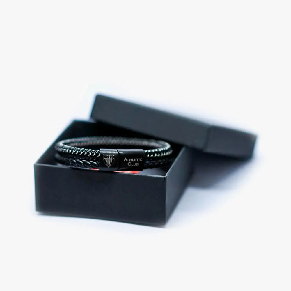 Pulsera de Piel Trenzada Con Filigrana Plata Athletic Club Bilbao - Imagen 4