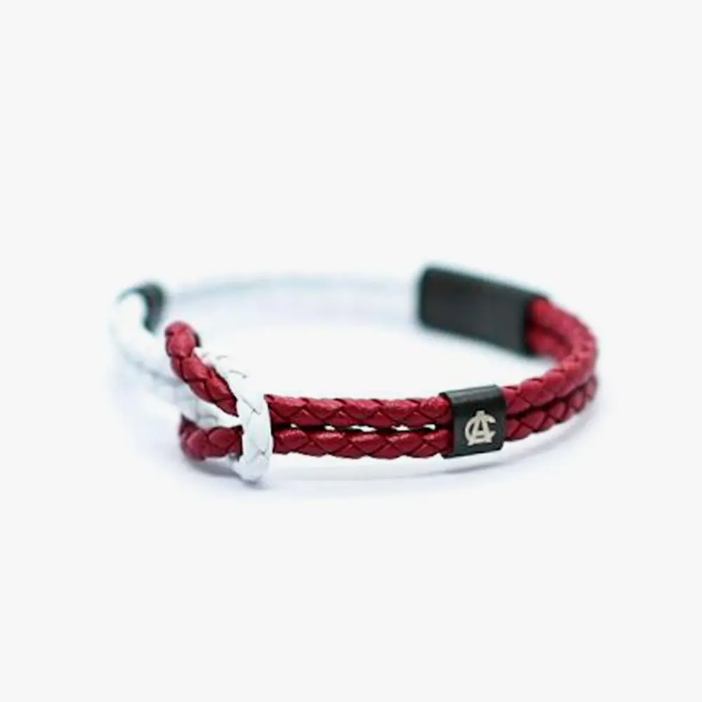 Pulsera de Piel Trenzada Roja y Blanca con Nudo Marinero Athletic Club Bilbao - Imagen 4