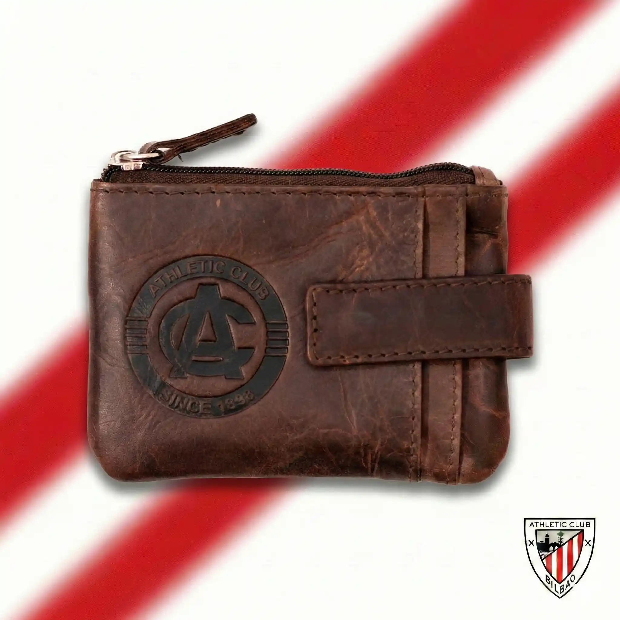 Monedero Tarjetero Piel Marrón, Diseño AC Athletic Club Bilbao