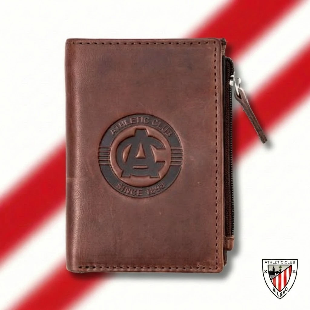 Tarjetero con Monedero Piel Marrón, Diseño AC Athletic Club Bilbao