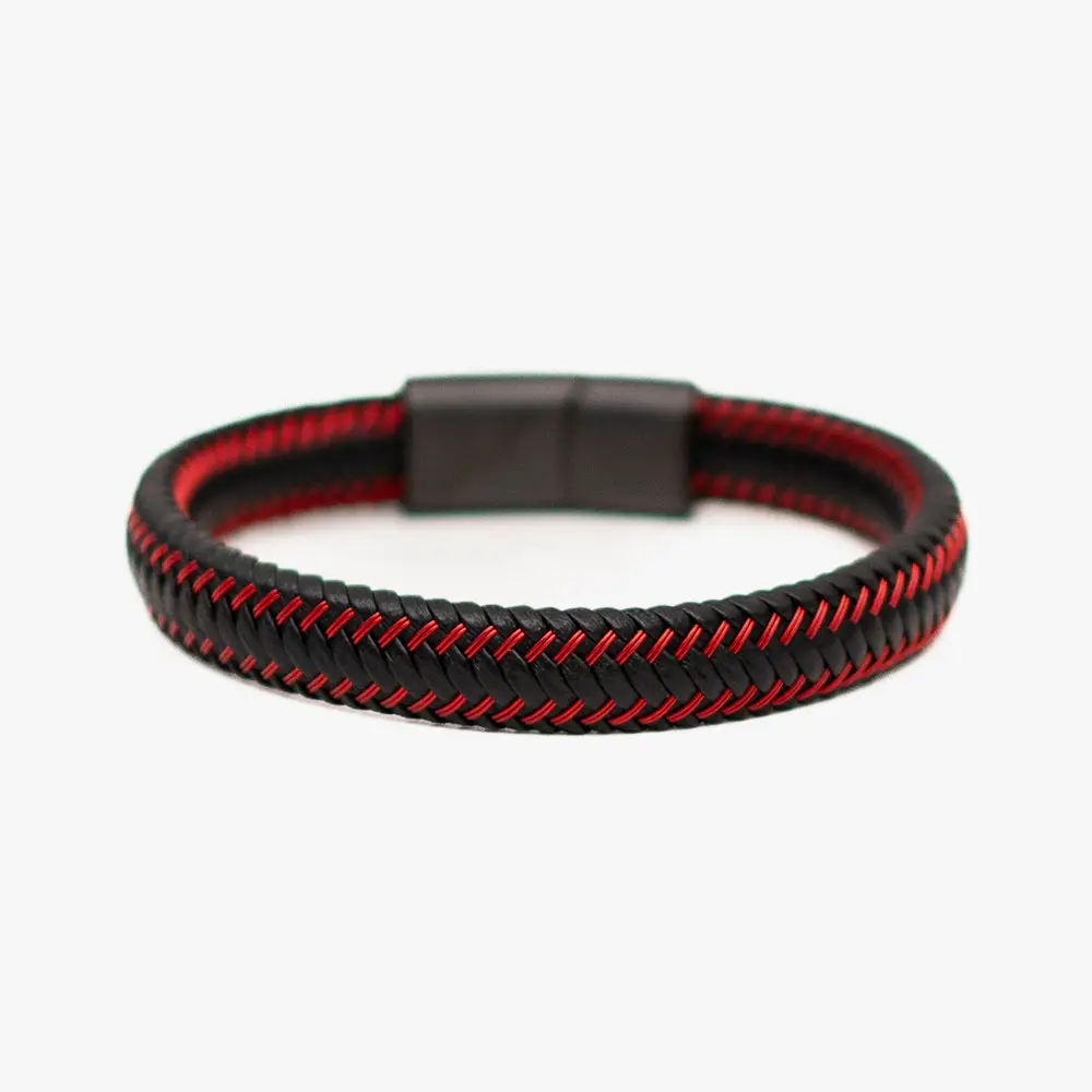 Pulsera de Cuero Trenzado, Cierre de Acero Cromado, Atlético de Madrid - Imagen 3