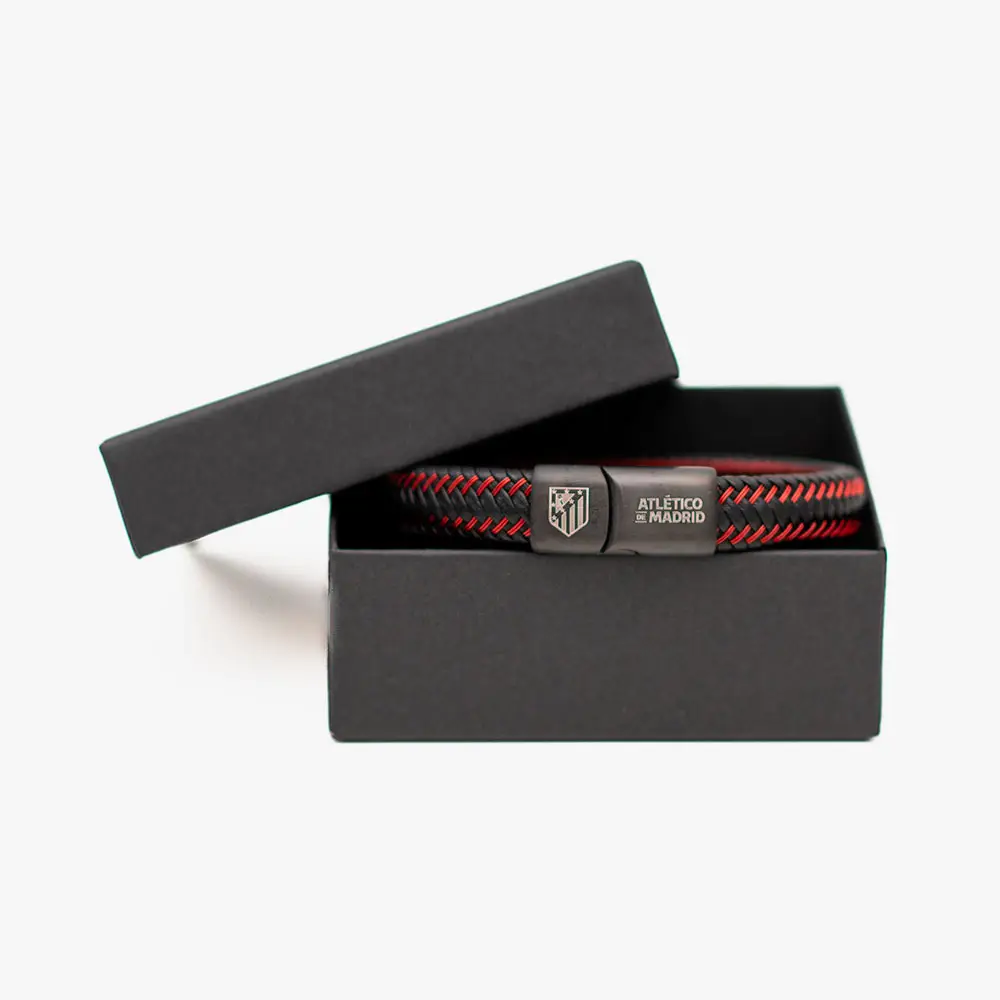 Pulsera de Cuero Trenzado, Cierre de Acero Cromado, Atlético de Madrid - Imagen 4