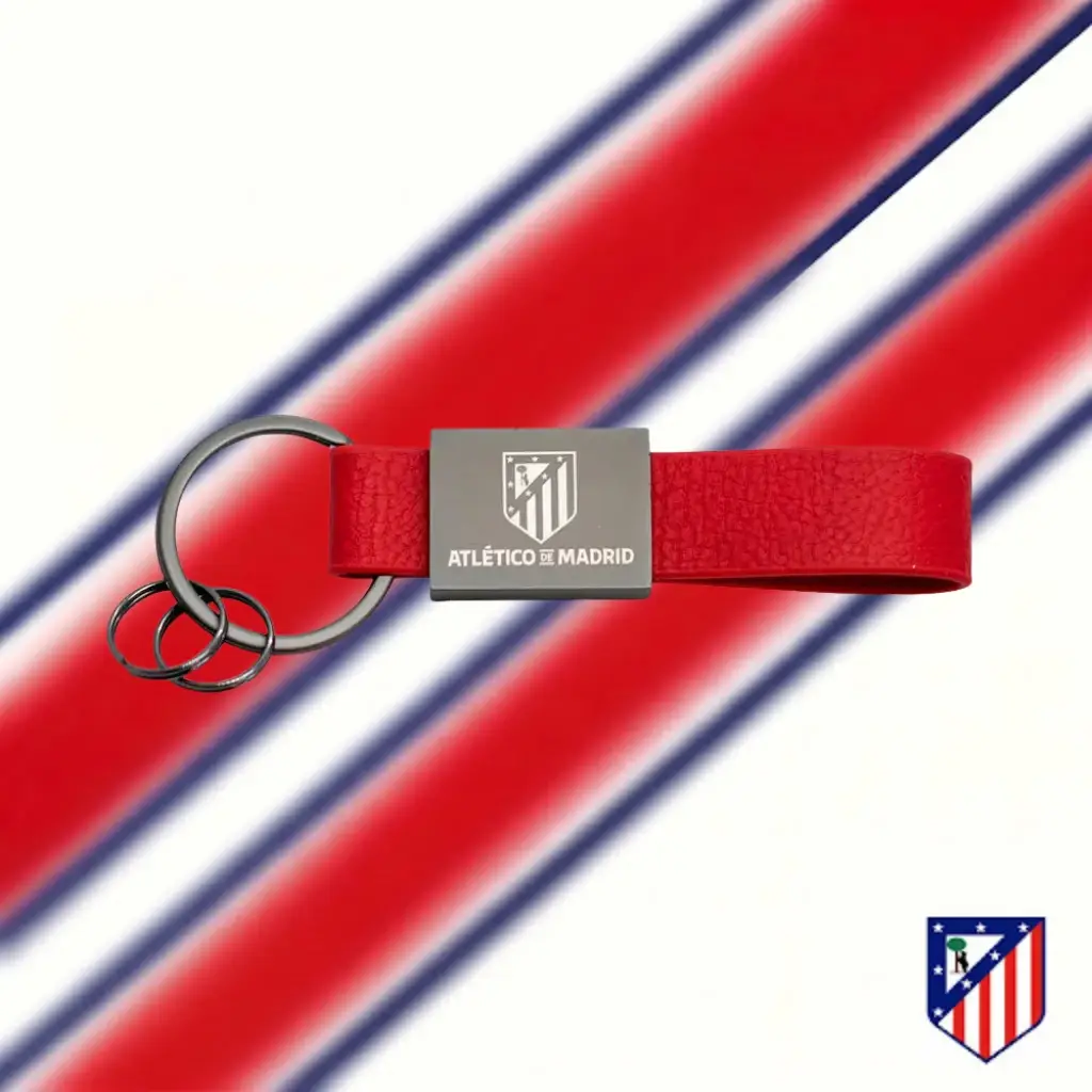 Llavero rojo de piel Atlético de Madrid