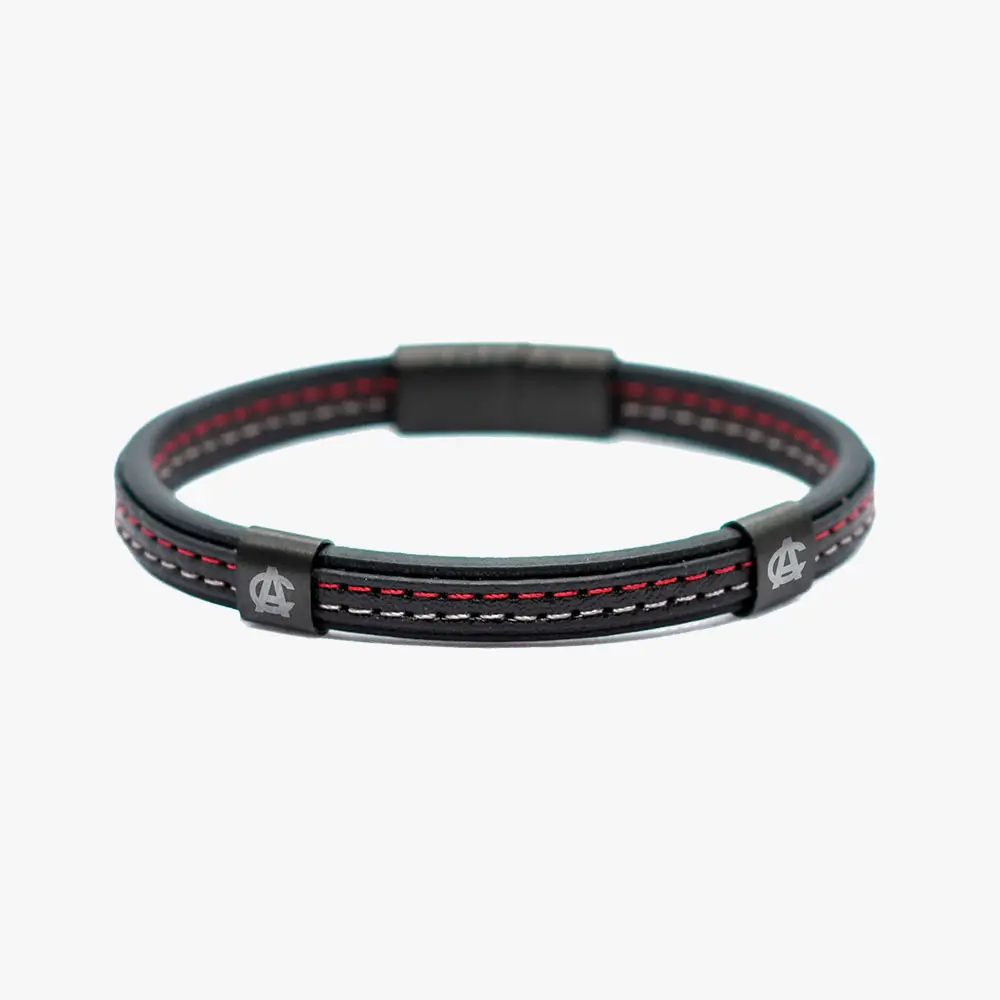 Pulsera de Cuero negro, Cierre de seguridad, Athletic Club Bilbao