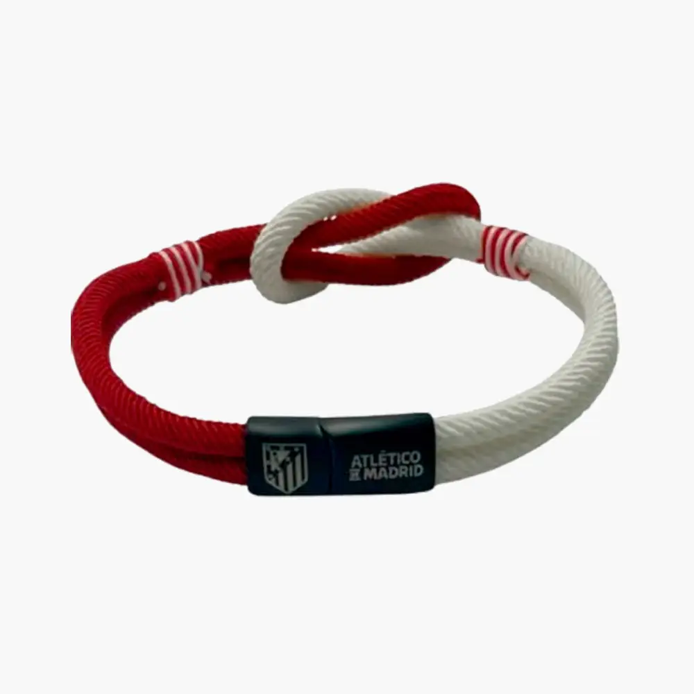 Pulsera de Nailon roja y blanca. Cierre de seguridad, Atlético de Madrid