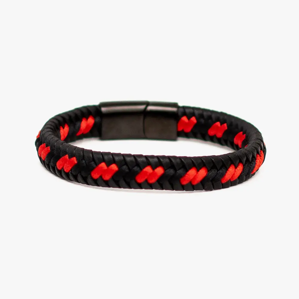 Pulsera de Cuero Trenzado, Cierre de Acero Cromado, Atlético de Madrid - Imagen 2