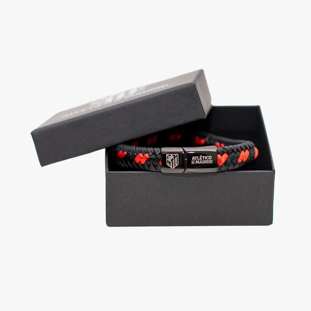 Pulsera de Cuero Trenzado, Cierre de Acero Cromado, Atlético de Madrid - Imagen 3