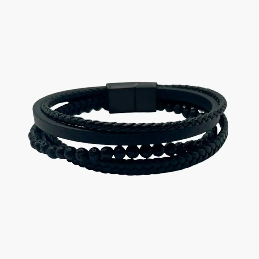 Pulsera de Cuero Trenzado negro, Cierre de seguridad, Atlético de Madrid - Imagen 2